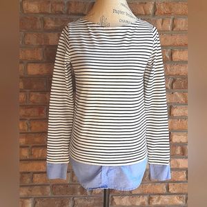 J. Crew Mercentile Striped Long Sleeve Mixed Media 100% Cotton Top.